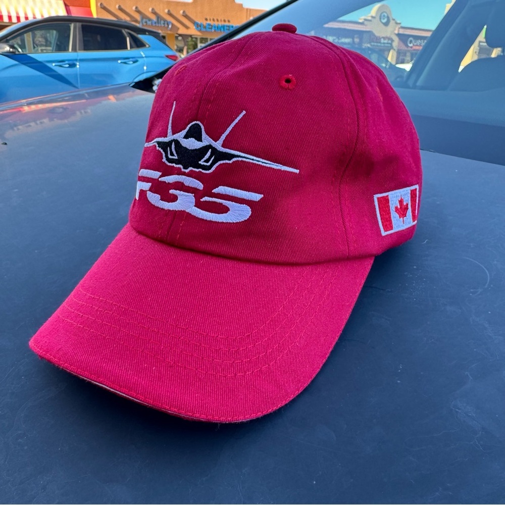 Lockheed Martin F-35 Lightning Fighter Plane Canada Strapback Baseball Hat Y2K